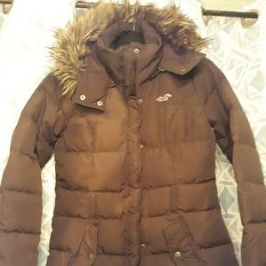 Hollister brown puff coat